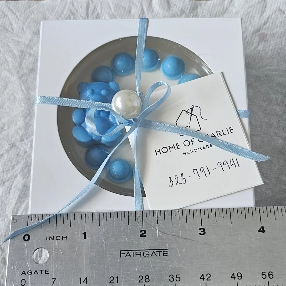 6 Cute Handmade Blue Baby Boy Gender Reveal Baby Shower Scented Candle Giveaways